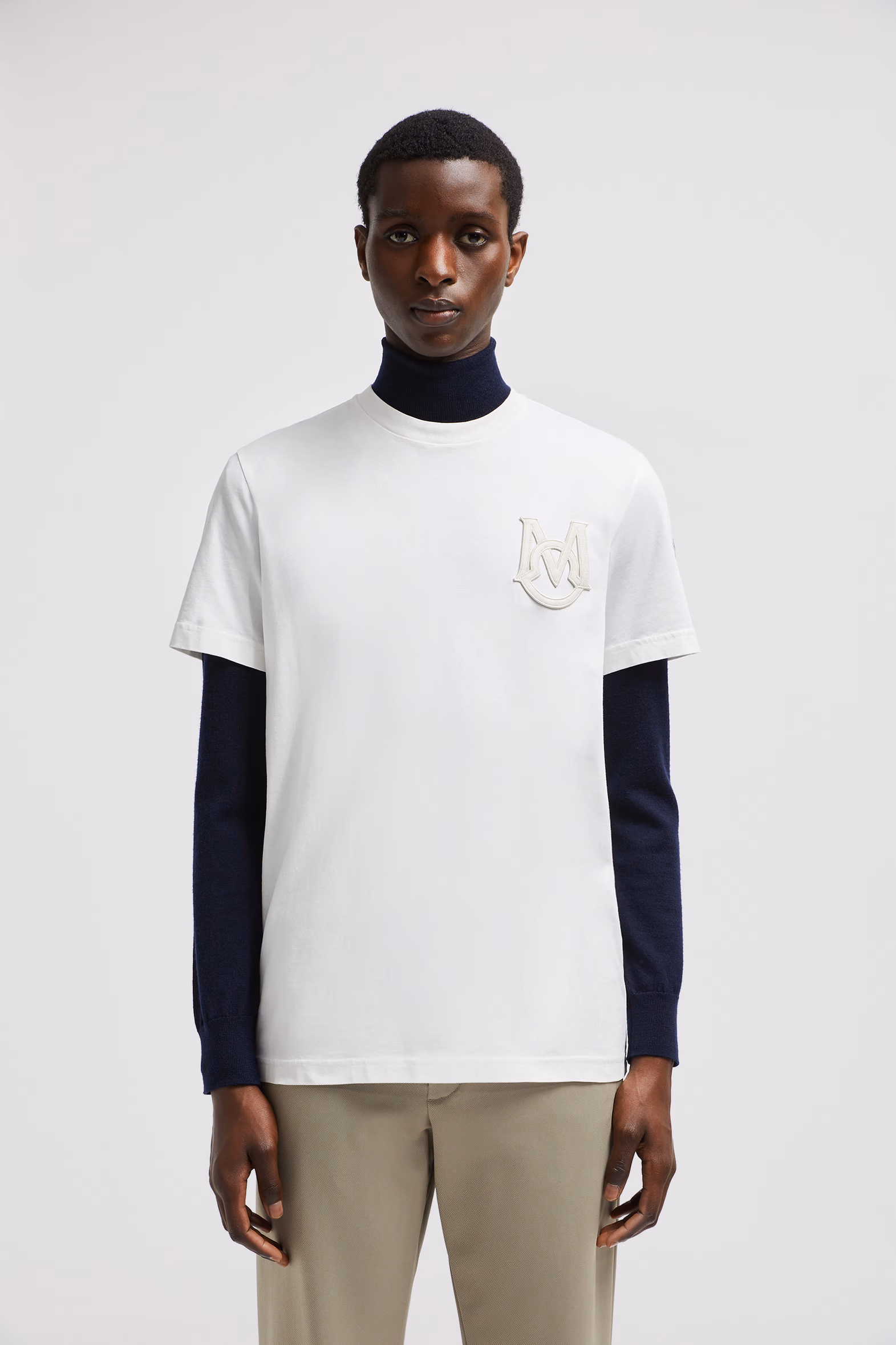 Camiseta de algodón con monograma Hombre Blanco Roto Moncler 3